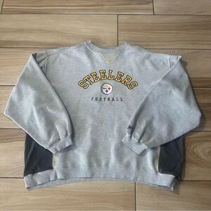 Vtg 90s REEBOK NFL Pittsburgh Steelers Waffle Sweatshirt Spellout Embroider 2XL